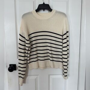 Wilfred Aritzia Cream and Black Striped Sweater XS